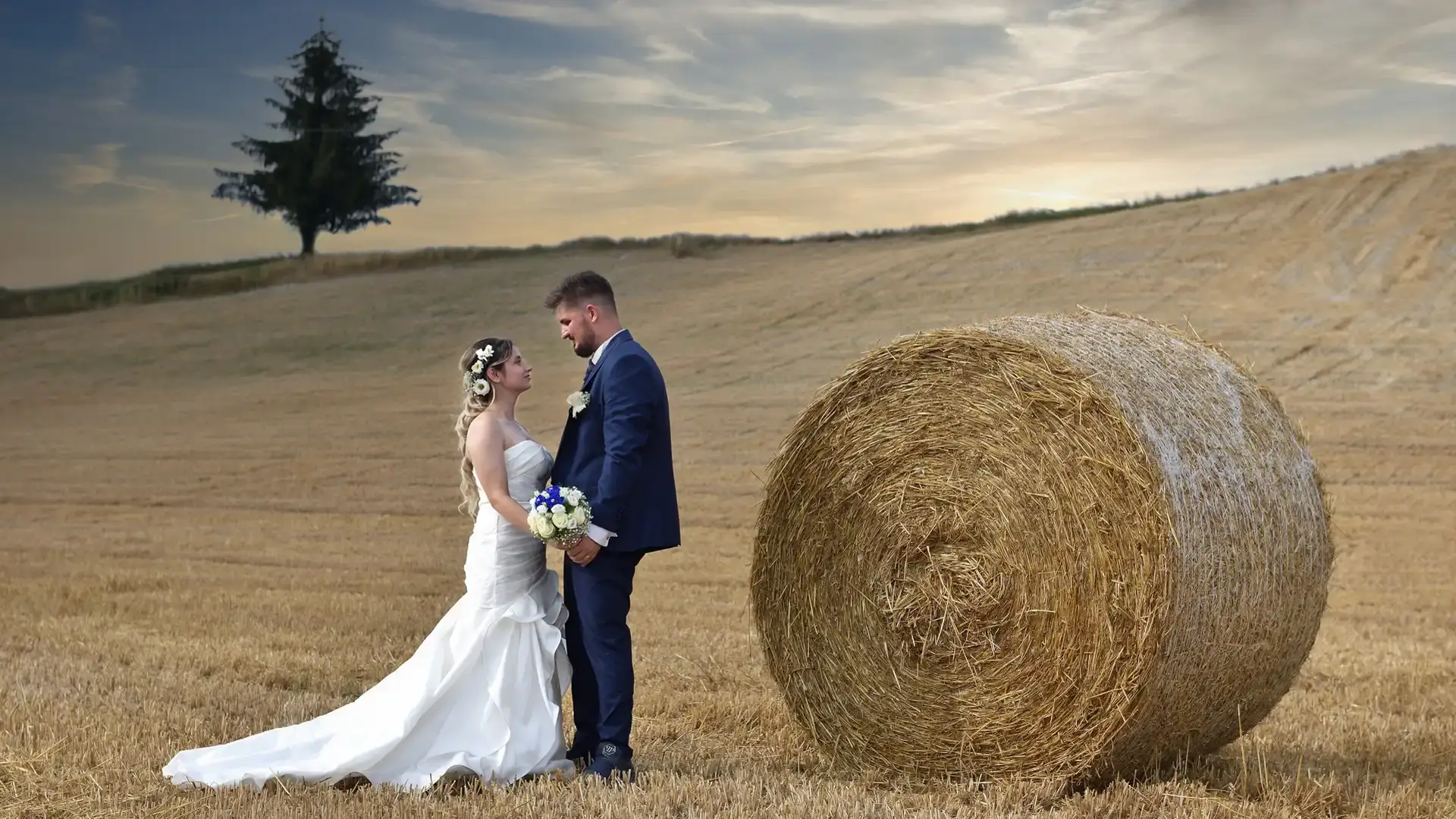 Sposi tra le colline del Piemonte durante il servizio fotografico di matrimonio